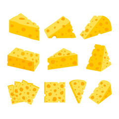 Set of Cheese Slice Vector Illustration