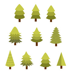 Obraz premium Set of Pine Tree Vector Illustration