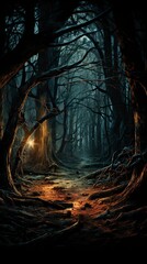 Obraz premium A winter forest at night with moonlight filtering through ,Winter Graphics, Winter Graphics image idea, Illustration
