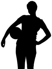 Digital png silhouette image of woman holding ball on transparent background