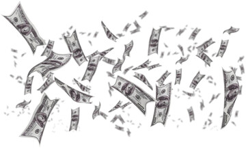 Digital png illustration of multiple dollar banknotes on transparent background - Powered by Adobe