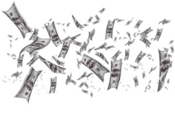 Digital png illustration of multiple dollar banknotes on transparent background