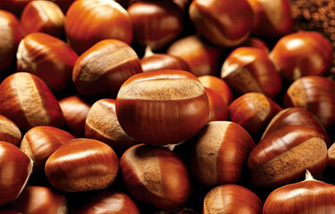 Obraz premium hazelnuts on a wooden table