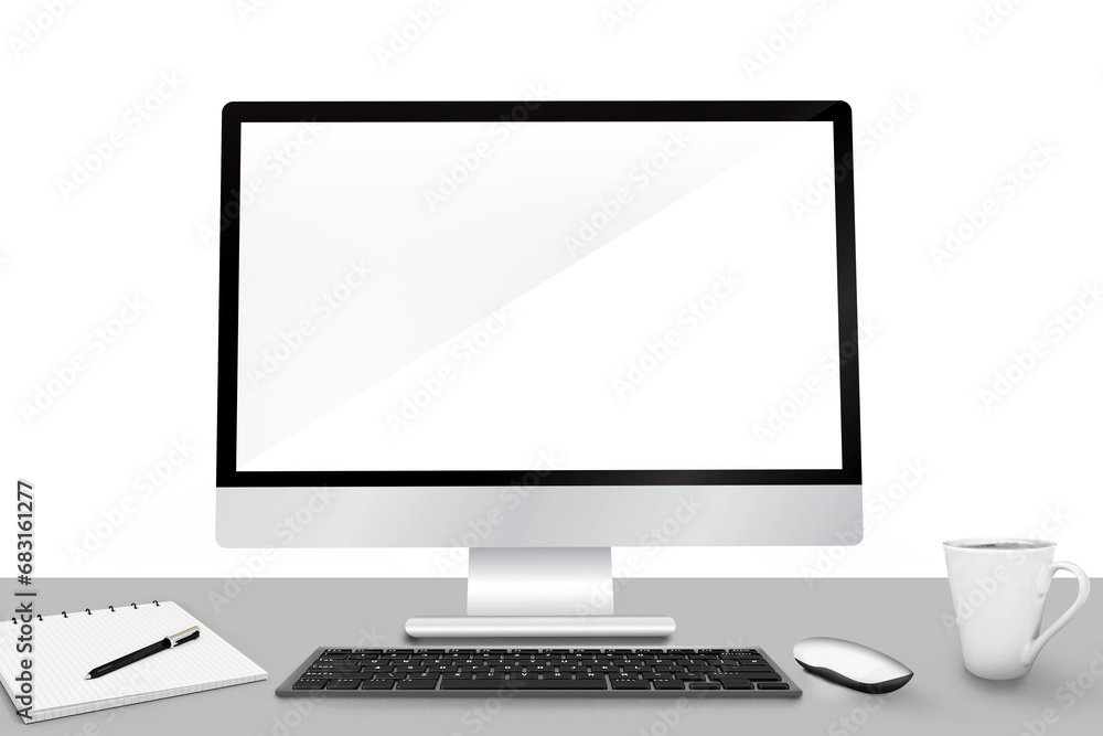 Aufkleber digital png illustration of computer screen with copy space on desk on transparent background