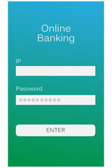 Digital png illustration of digital interface with online banking text on transparent background