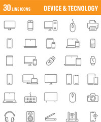 Device & Technology Line Icons Set