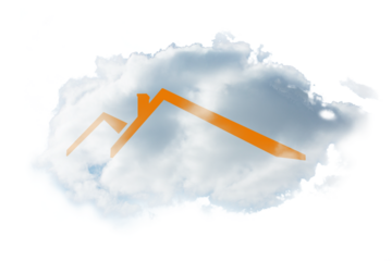 Digital png illustration of cloud with roof on transparent background