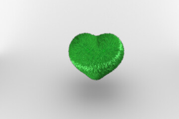 Digital png illustration of green heart with fur on transparent background