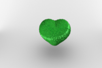 Digital png illustration of green heart with fur on transparent background