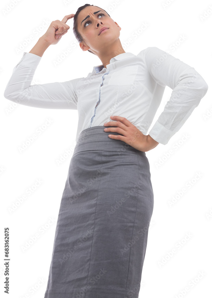 Canvas Prints Digital png photo of thoughtful caucasian businesswoman on transparent background