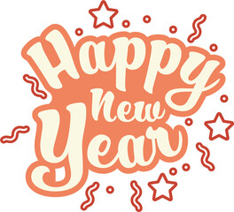 Digital png illustration of happy new year text on transparent background