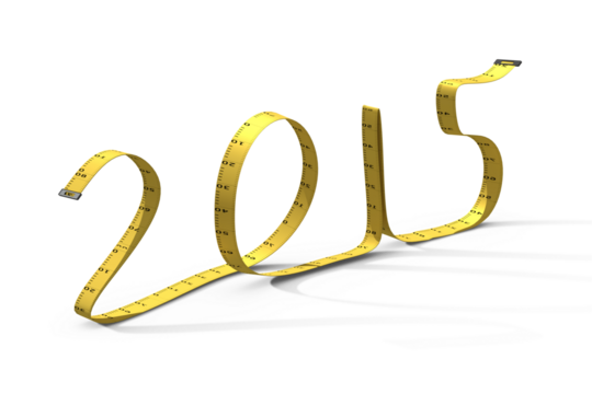 Digital png illustration of 2015 with tape measure on transparent background