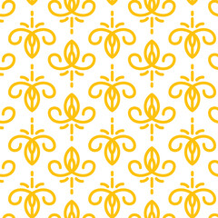 Digital png illustration of yellow flowers repeated on transparent background