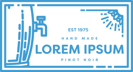 Digital png illustration of barrel with tap, sun and lorem ipsum text on transparent background