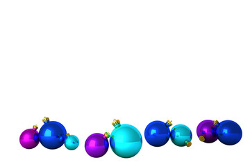 Digital png illustration of blue and purple christmas balls on transparent background