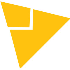 Digital png illustration of yellow triangle on transparent background