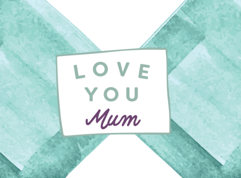 Digital png illustration of shapes and love you mum text on transparent background