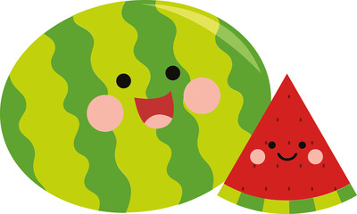 Digital png illustration of green smiley watermelon on transparent background