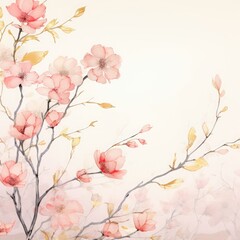 Watercolor flower branches on elegant pastel background. Printing, greeting cards, wallpapers, background, banners