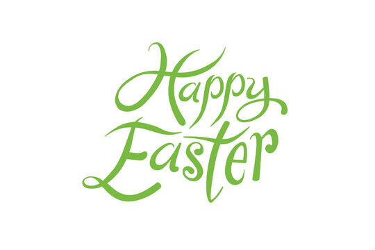 Digital png green text of happy easter on transparent background