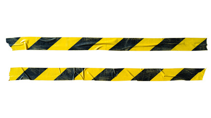 Distressed yellow and black barricade tape - obrazy, fototapety, plakaty