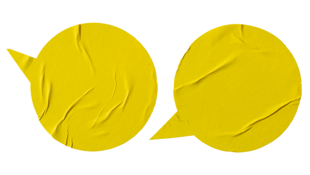 Yellow speech balloon paper stickers