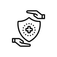 Black line icon for safety  