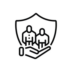 Black line icon for social security 