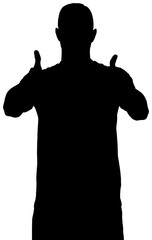 Digital png silhouette of sportsman with thumbs up on transparent background