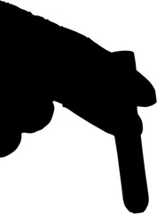 Digital png silhouette of hand holding chalk on transparent background