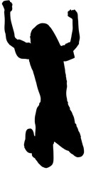 Digital png silhouette of sportsman with t-shirt on head raising fists on transparent background