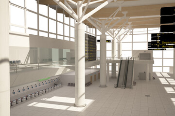 Digital png illustration of airport interior on transparent background