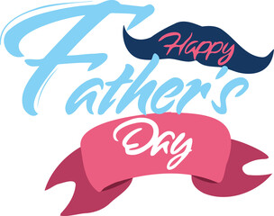 Obraz premium Digital png illustration of happy father's day text with moustache on transparent background
