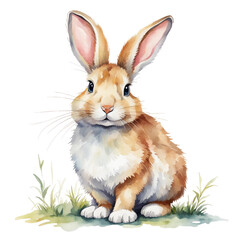 Obraz premium A cute rabbit in watercolor style, transparent background