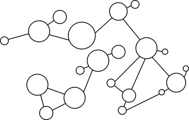 Digital png illustration of many circles connected on transparent background