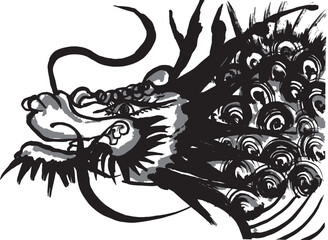 龍の横顔　辰年　手書きの毛筆イラスト