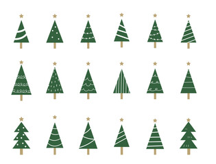 Obraz premium シンプルなクリスマスツリーのイラストセット