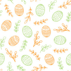 Easter egg seamless pattern. Pastel color, texture of holiday eggs. Simple abstract decorative template for Easter celebration. Stylized cute wallpaper with ornament, postcard, fabric. Seamless sketch