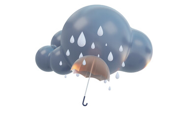 3d render strom rain clouds weather concept. Forecast weather 3d cartoon cute icon set mockup .Outdoor nature, spring ,rainy,summer,winter,fall seasons.Weather forecast sign .Meteorological icon.