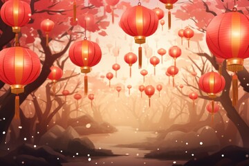 Fototapeta na wymiar Abstract red lantern chinese newyear therme background.