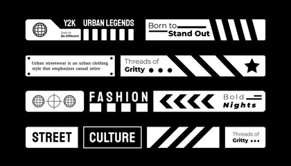 Fototapeta na wymiar Slogan strip for design. With Street, Urban, Hip Hop and Y2K Style. Suitable for screen printing designs for t-shirts, hoodies, jackets and others