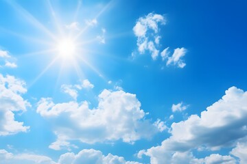 Naklejka na ściany i meble Radiant Sunburst Illuminating the Majestic Cloudscape in the Sky Generative AI