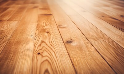 Natural Wood Texture Close-Up of a Smooth and Polished Wooden Floor Surface with Visible Grain and Knots Generative AI - obrazy, fototapety, plakaty