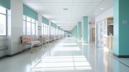 Clean Interior of hospital white tone background.