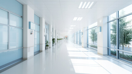 Clean Interior of hospital white tone background.