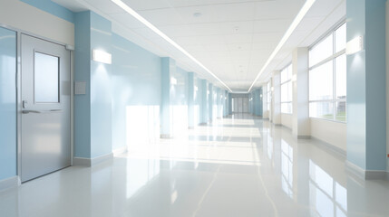 Fototapeta premium Clean Interior of hospital white tone background.