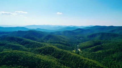 Scenic View of a Serpentine Road Winding Through a Lush Valley with Rolling Hills and Blue Sky in the Background Generative AI