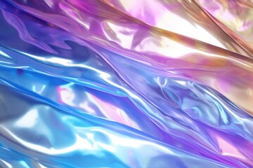Abstract background 3D shiny plastic waves with pastel unicorn textures.