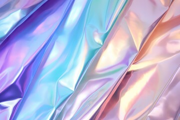 Abstract background 3D shiny plastic waves with pastel unicorn textures.