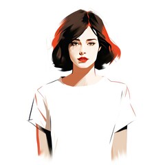 Minimal art line of woman on white background.
